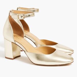 J. Crew Gold Metallic Ankle Strap heels